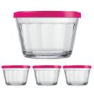 3 Tigelas de Vidro Americano C Tampa Gelatina Papinha 350ml