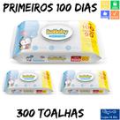 3 Toalhas Umedecidas Lenço Isababy 100 Primeiros Dias Flip Top c/100 Recém Nascidos