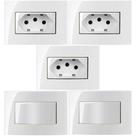 3 Tomada 3 Pinos 10a + 2 Interruptor Simples Branco para Móvel Embutir 3 Tomada 3 Pinos 10a + 2 Interruptor Simples Branco para Móvel Embutir