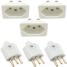 3 Tomada Painel Fêmea + 3 Plug Plugue Macho 3 Pinos 10a Branco
