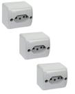 3 Tomada Sobrepor 2p+t 250V 10A Cinza Silentoque Pial