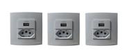 3 Tomadas Dupla Para Móveis Margirius 10/20a + Usb - Branca