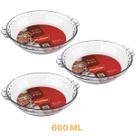3 Travessa Filetada 600ml Forma de Vidro Temperado Marinex