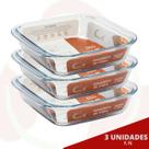 3 Travessa Quadrada 1,1L Vidro Temperado Forno Airfryer Brownie Doces