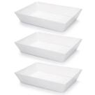 3 Travessas Retangular Branca 4L Profissional Servir Buffet Melamina Saladas Massas
