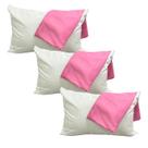 3 Travesseiro Infantil + 3 Fronha Rosa Macia Antialérgica