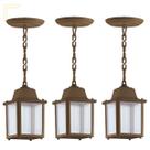 3 Un Luminaria Pendente Externo Colonial Plastico Marrom Alz15