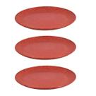 3 UN Prato Lanche Sobremesa Redondo Resistente 20cm Vermelho