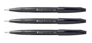 3 Unidades De Caneta Pincel Pentel Brush Sign Ses15c-a Preta
