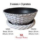 3 vaso de planta com prato cuia bacia vime 30 cm branco largo grande 3 vaso de planta com prato cuia bacia vime 30 cm branco largo grande
