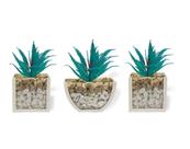 3 Vasos Arranjos Plantas Suculentas Artificiais P/ Banheiro