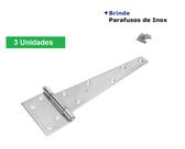 3 X Dobradiça triangulo Inox Leme 100x250mm Mahler Porteira Portão