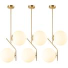 3 x Luminárias 67cm Pendente Jabuticaba 2 Globos Vidro Dourado Lustre Teto Gimpo 3x-KJDD-E-070-GOLD