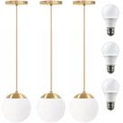 3 x Luminárias Lustre Pendente 215cm Jabuticaba Globo Vidro 15cm Teto Gimpo PJ15 + 3 Lâmpadas 12W 3 x Luminárias Lustre Pendente 215cm Jabuticaba Globo Vidro 15cm Teto Gimpo PJ15 + 3 Lâmpadas 12W