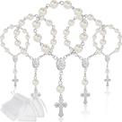 30 PCS de Rosarios Mini Acrílicos para Bautizo Jadive de 11.5 cm en Plata