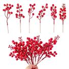 30 Tallos Artificiales de Bayas Rojas para Manualidades de Navidad