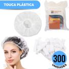 300 Toucas Plástica Descartável Banho Cabelo Sanfonada hotel Clínica Salão Beleza Cabeleireiro SPA
