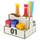 35 Porta Sachê Guardanapos Temperos Canudos Palitos Lanchonete Mdf Branco