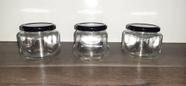 35 Potes de vidro para geléia 300ml c/ tampa de metal Preta