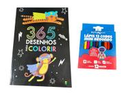 365 Desenhos Livro Infantil p/ colorir + 12 Lápis de cor
