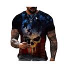 3D crânio impresso t-shirt, moda retro, hip hop, personalidade, super legal, horror, casual, verão