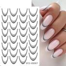 3D Gradiente Linha Francesa Adesivo De Unhas Diy Ferramenta De Adesivo De Decoração De Unhas