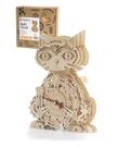 3D Puzzle Cat Clock JigToy Relógio de mesa de madeira para adultos/crianças