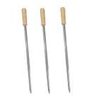3un Espeto Simples Inox Cabo madeira churrasco 65cm aço 3un Espeto Simples Inox Cabo madeira churrasco 65cm aço