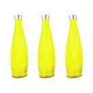 3un GARRAFA DE VIDRO TAMPA INOX ACQUA ÁGUA SUCO AMARELO