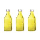 3un GARRAFA DE VIDRO TAMPA INOX SCOTCH ÁGUA SUCO AMARELO
