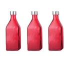 3un GARRAFA DE VIDRO TAMPA INOX SCOTCH ÁGUA SUCO ROSA