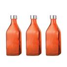 3un GARRAFA DE VIDRO TAMPA INOX SCOTCH ÁGUA SUCO VERMELHO