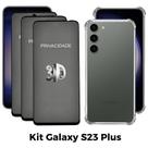 3UN Película 3D Privacidade + 1x Capa Transparente para Samsung Galaxy S23 Plus