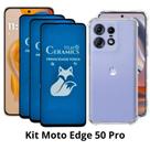 3UN Película Fosca Privacidade + 1UN Capa Silicone TPU para Moto Edge 50 Pro