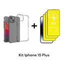 3UN Películas 9D Flexível Fosca Para Tela + 1UN Capa Capinha Anti Impacto Para Iphone 15 PLUS