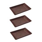 3un Petisqueira travessa Retangula 28cm servir Marrom Escuro