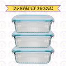 3un Pote de Vidro Canelado Hermético 1040ml Marmita Forno Detalhes 3un Pote de Vidro Canelado Hermético 1040ml Marmita Forno Detalhes