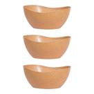 3un Tigela saladeira bowl oval 1,9lt servir marrom claro