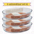 3uni Assadeira Oval 3L Vidro Temperado Sobremesa Assados