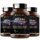 3x Brain Magnesio Tirosina Cafeina Taurina Inositol 500Mg 180Cáps Kit 3 Meses Ecomev