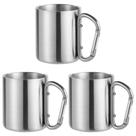 3x Caneca com Mosquetão Inox 220ml Sortido - Ke Home