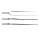 3x Espetos Para Churrasco Inox Espada e Duplo Lâmina 60cm