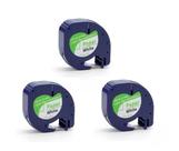 3x Fita Compatível Rotulador Dymo Letratag 12mm Branca 91200
