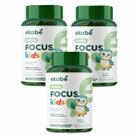 3x Focus Kids- Gummy- Sabor Blue Raspberry- 30 Gomas- Ekobé Sabor:Sem Sabor