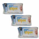 3x Lenços Umedecidos Sensitive Wipes Hipoalergênico- 50 Un