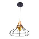 3x Pendente Vou Aramado Metal Bella Iluminação Preto com Cobre FO010E