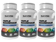3x Triple Magnesium - Magnésio De Malato + Quelato + Citrato 60 Cápsulas 500mg
