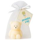 3x Vela Aromática Artesanal Ursinho Saquinho Organza e Tag Personalizável Lembrancinha