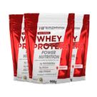 3x whey protein power nutrition refil 900g morango hf suple