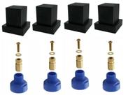 4 Acabamento Quadrado Metal Preto + 4 Adaptador Registro Fabrimar